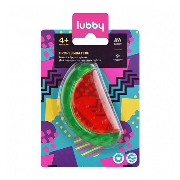 Lubby Игрушка-прорезыватель для зубов Lubbyт Арбуз с водой, 1 шт