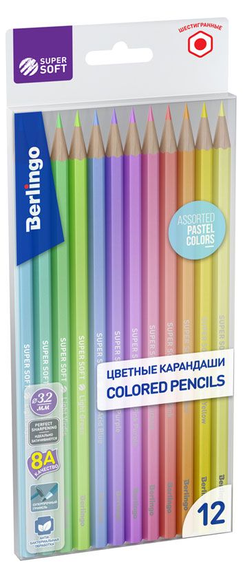 Berlingo Набор цветных карандашей Berlingo SuperSoft Pastel, 12 цветов