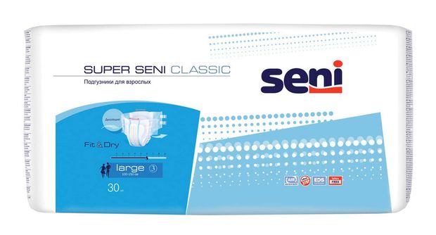 Seni Подгузники урологические для взрослых Seni Super Seni размер L 100-150 см, 30 шт