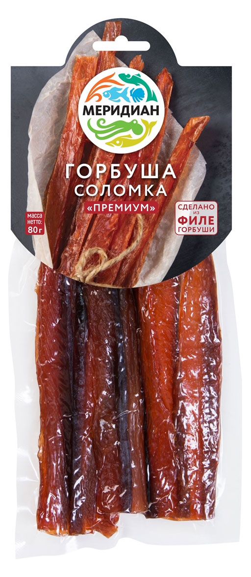 Меридиан Горбуша Меридиан Премиум копчено-вяленая соломка, 80 г