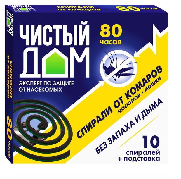 Чистый дом Спирали от комаров Чистый дом ароматизированные, 10 шт