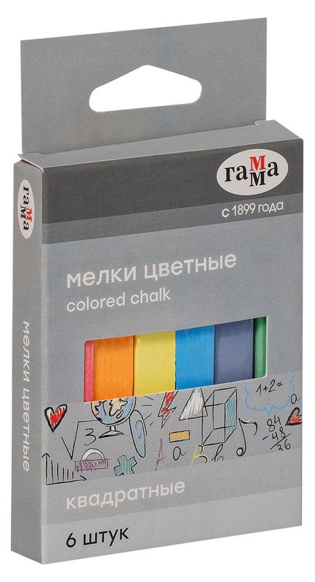 Мелки школьные Гамма цветные, 6 шт