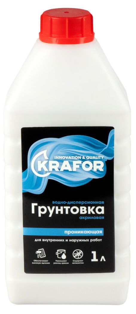Крафор Грунтовка акриловая KRAFOR проникающая универсальная, 1 л