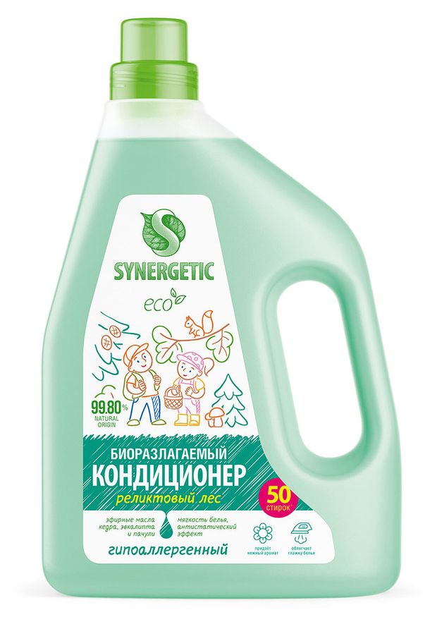 Synergetic Кондиционер-ополаскиватель для белья Synergetic Реликтовый лес, 1,5 л, 50 стирок