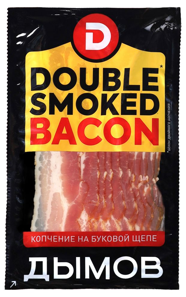ДЫМОВ Бекон сырокопченый ДЫМОВ Double Smoke Гриль на буковой щепе нарезка, 200 г