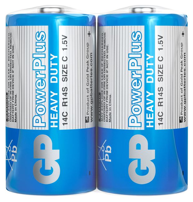 GP Батарейка С GP Power Plus R14, 2 шт