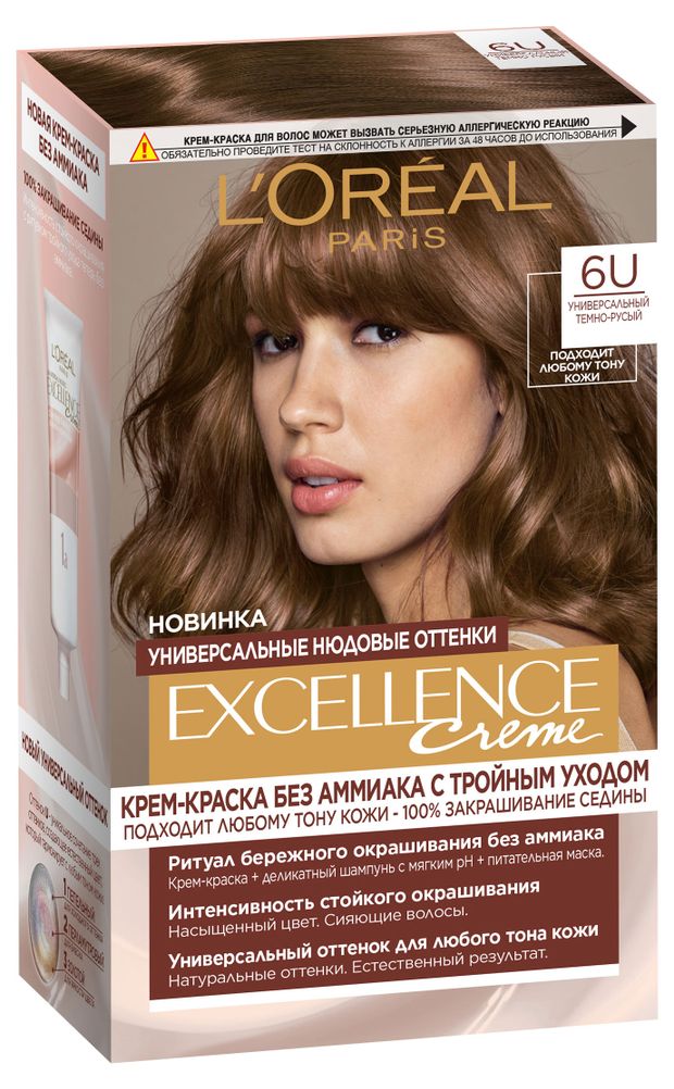 L'Oreal Paris Крем-краска для волос L'Oreal Paris без аммиака Excellence Crme Универсальные Нюдовые Оттенки оттенок 6U универ