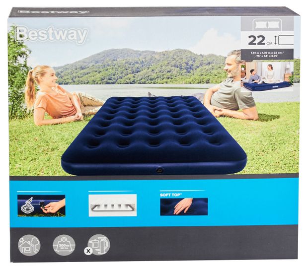 BESTWAY Матрас надувной BESTWAY Flocked Air Bed 1,5-спальный, 191х137х22 см