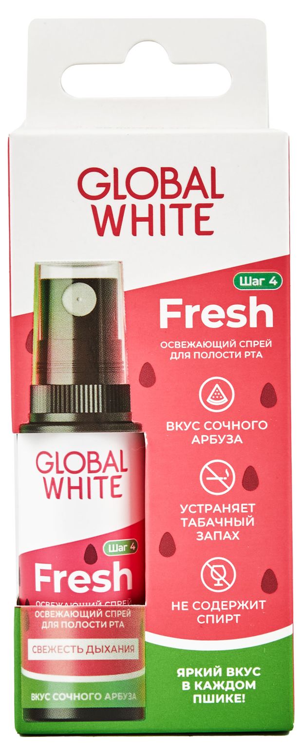 Global White Спрей для полости рта Global White Fresh Освежающий со вкусом арбуза, 15 мл