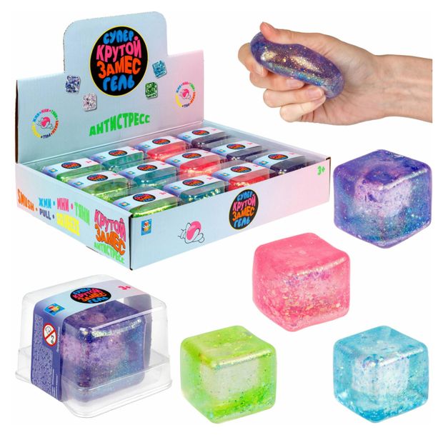 1TOY Игрушка-антистресс 1TOY Крутой замес-гель Куб, 1 шт
