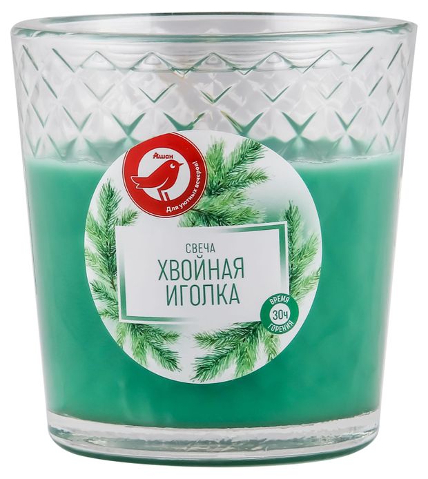 Свеча АШАН Красная птица с ароматом хвойной иголки в стакане, 30 ч АШАН Красная птица Свеча АШАН Красная птица с ароматом хвойной иголки в стакане, 30 ч