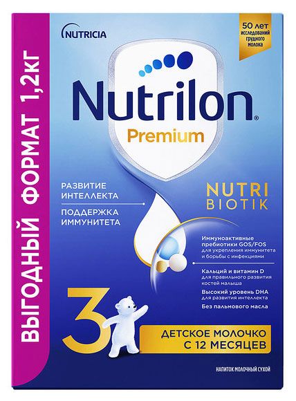 Nutrilon Смесь сухая молочная Nutrilon Premium 3 с 12 мес. БЗМЖ, 1,2 кг