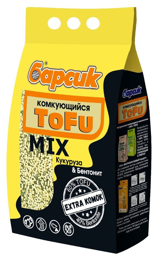 №1 Наполнитель для кошачьего туалета 1 Tofy Кукуруза &amp; Бентонит, 4,54 л