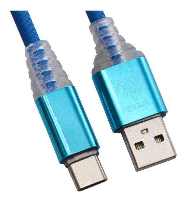 USB кабель Liberty Project Type-C Змея LED TPE синий