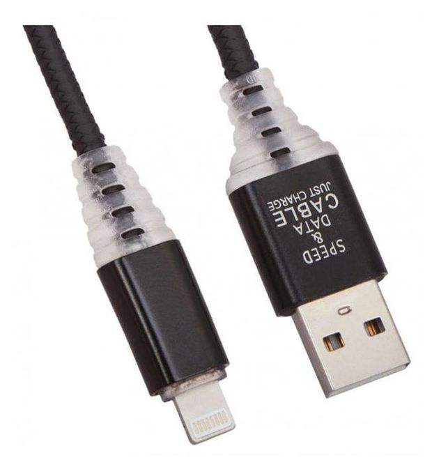 USB кабель Liberty Project для Apple 8 pin Змея LED TPE черный
