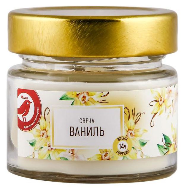 Свеча АШАН Красная птица с ароматом ванили в банке, 14 ч АШАН Красная птица Свеча АШАН Красная птица с ароматом ванили в банке, 14 ч