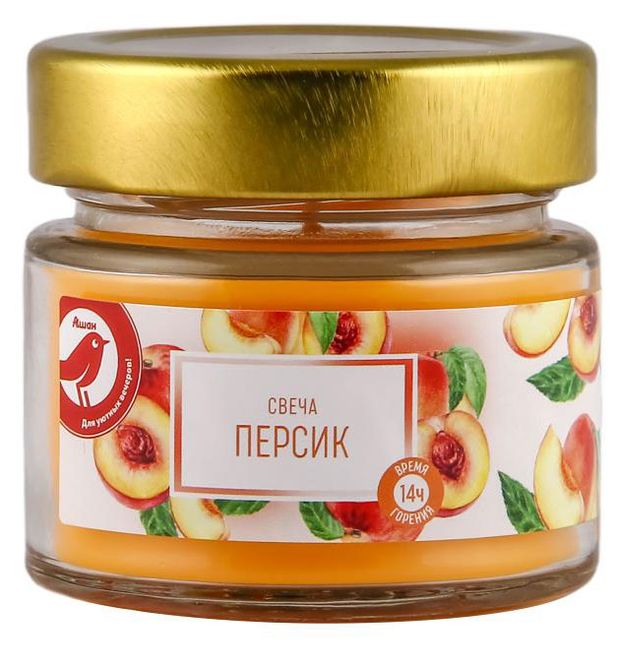 Свеча АШАН Красная птица с ароматом персика в банке, 14 ч АШАН Красная птица Свеча АШАН Красная птица с ароматом персика в банке, 14 ч