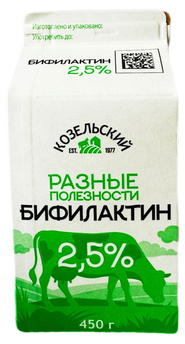 Козельское Бифилактин Козельское молоко 2.5% БЗМЖ, 450 г
