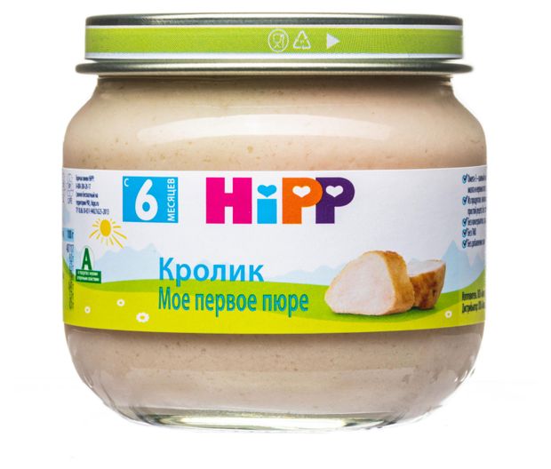 HiPP Пюре мясное HiPP Кролик для первого прикорма с 6 мес., 80 г