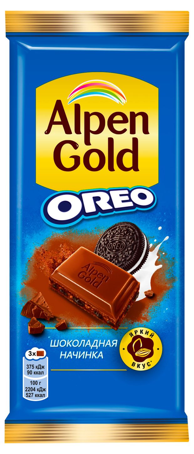 Alpen Gold Шоколад молочный Alpen Gold Oreo с шоколадной начинкой, 85 г