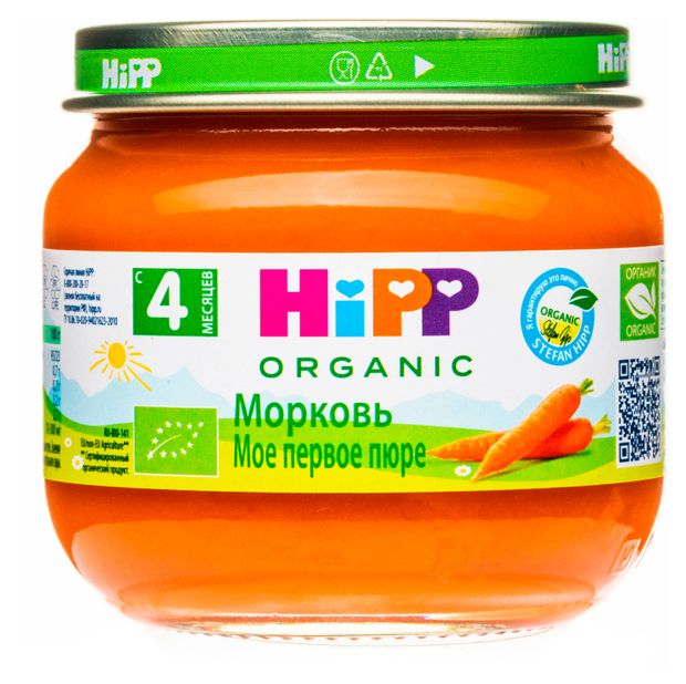 HiPP Пюре HiPP Мое первое пюре Морковь с 4 месяцев, 80 г