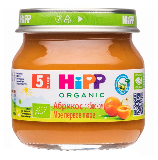 HiPP Пюре HiPP абрикос с яблоком с 5 мес., 80 г