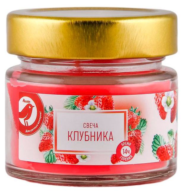 Свеча АШАН Красная птица с ароматом клубники в банке, 14 ч, 100 мл АШАН Красная птица Свеча АШАН Красная птица с ароматом клубники в банке, 14 ч, 100 мл