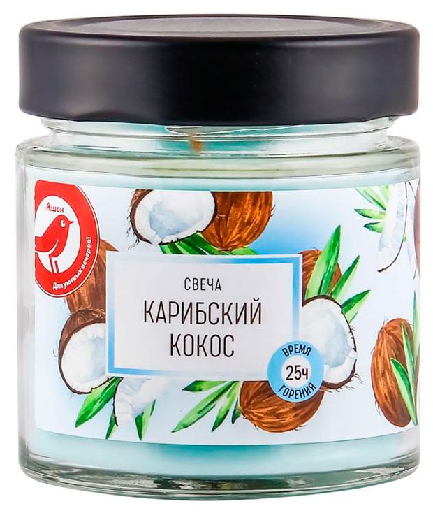 Свеча АШАН Красная птица с ароматом карибского кокоса в банке, 25 ч АШАН Красная птица Свеча АШАН Красная птица с ароматом карибского кокоса в банке, 25 ч