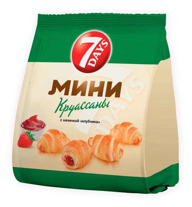 7Days Мини-круассаны 7Days с начинкой клубника, 265 г