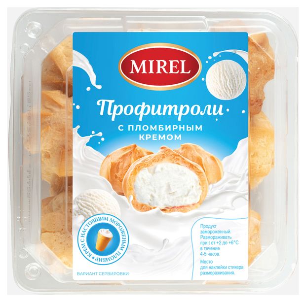 MIREL Пирожные заварные MIREL Профитроли с пломбирным кремом охлажденные, 180 г