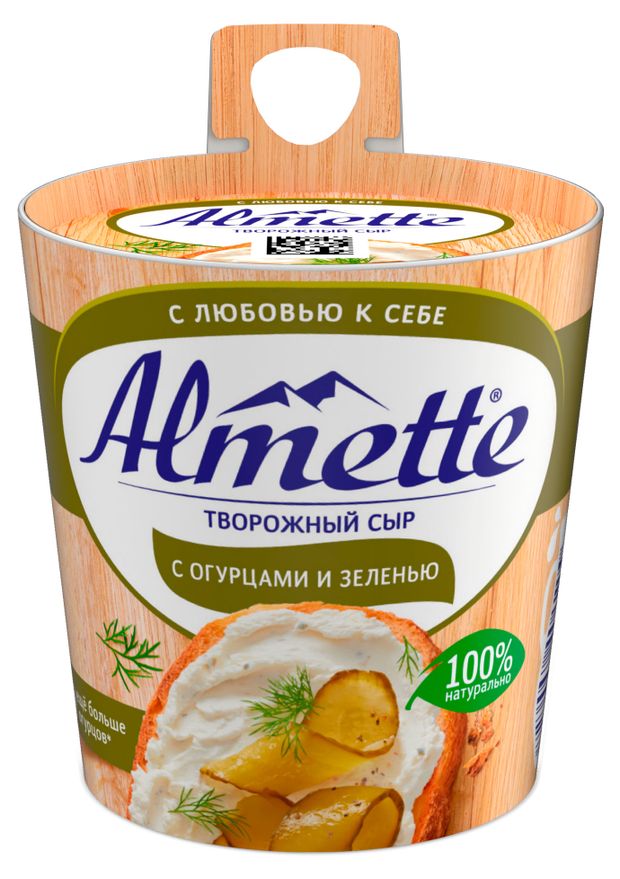 Almette Сыр творожный с огурцами и зеленью Almette 60% БЗМЖ, 150 г