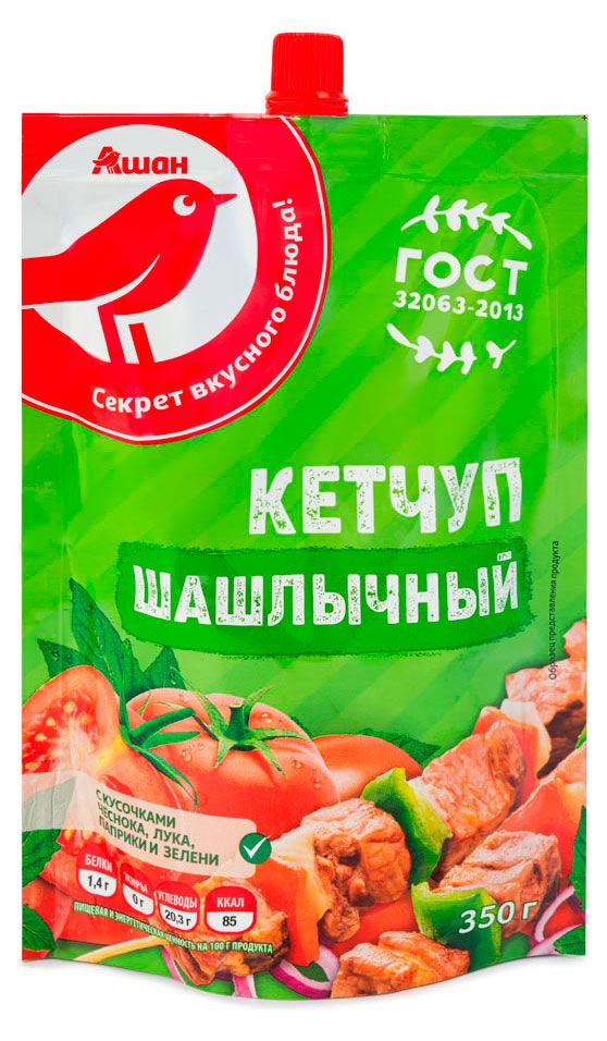 АШАН Красная птица Кетчуп томатный АШАН Красная птица Шашлычный, 350 г