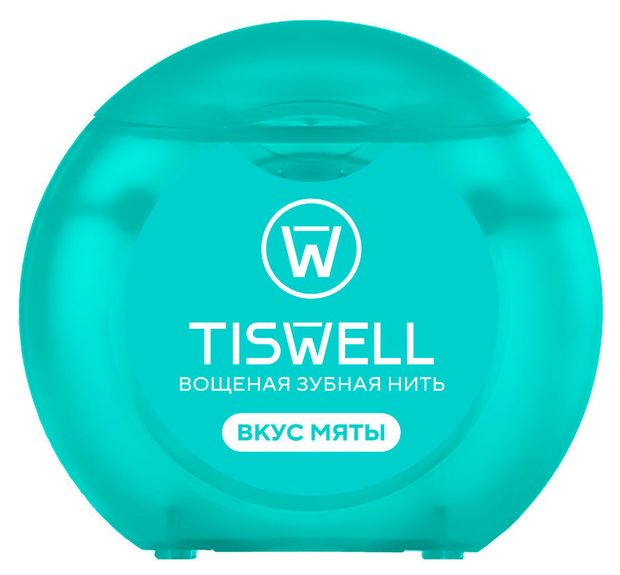 TISWELL Зубная нить вощеная TISWELL с ксилитом от налета и кариеса, 50 м