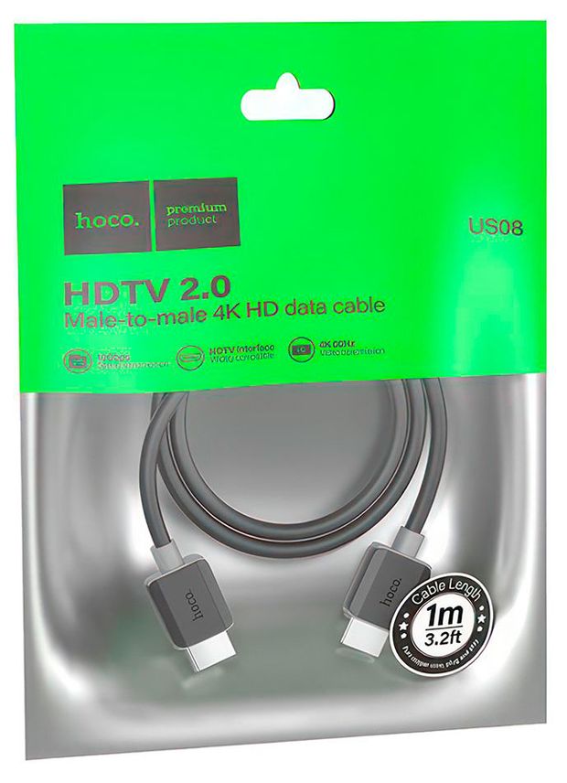 Hoco Кабель Hoco HDMI 2.0 US08, 1 м