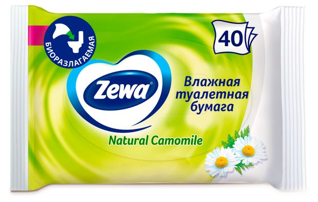 Туалетная бумага влажная Zewa ромашка, 40 листов