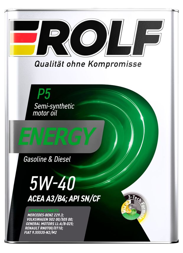 Rolf Масло моторное Rolf Energy 5W-40 A3/B4 SN/CF полусинтетическое, 1 л