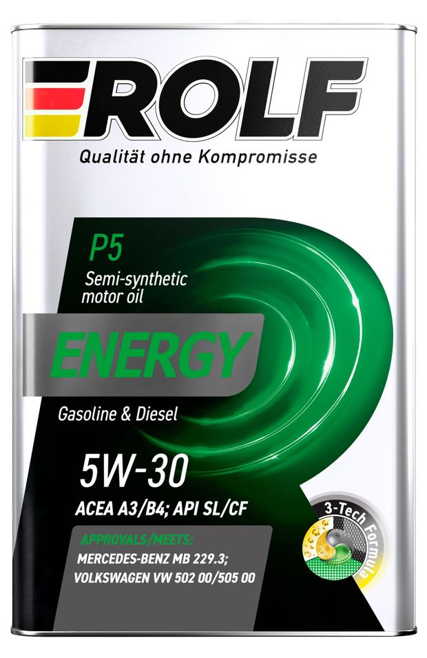 Rolf Масло моторное Rolf Energy 5W-30 A3/B4 SL/CF полусинтетическое, 4 л