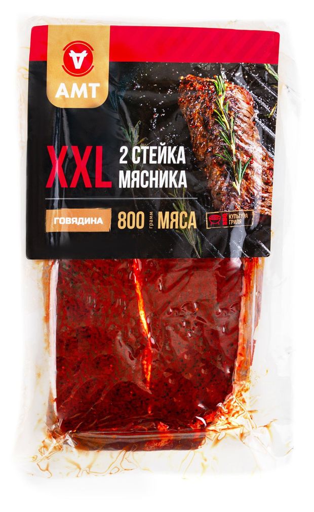 АМТ Стейк говяжий АМТ XXL мясника в маринаде охлажденный, 800 г