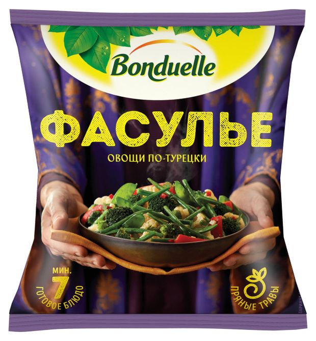 Овощная смесь Bonduelle Овощи по-турецки Фасулье с зеленью быстрозамороженная, 400 г