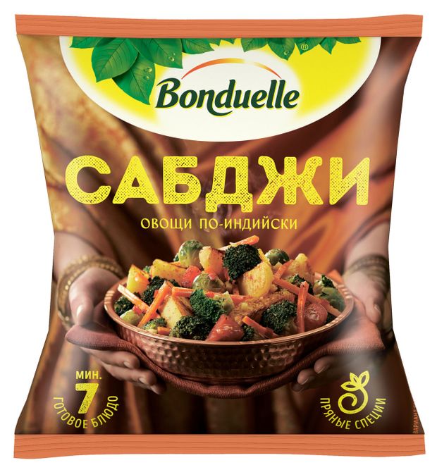 Овощная смесь Bonduelle Овощи пряные по-индийски Сабджи с острым стручковым перцем быстрозамороженные, 400 г