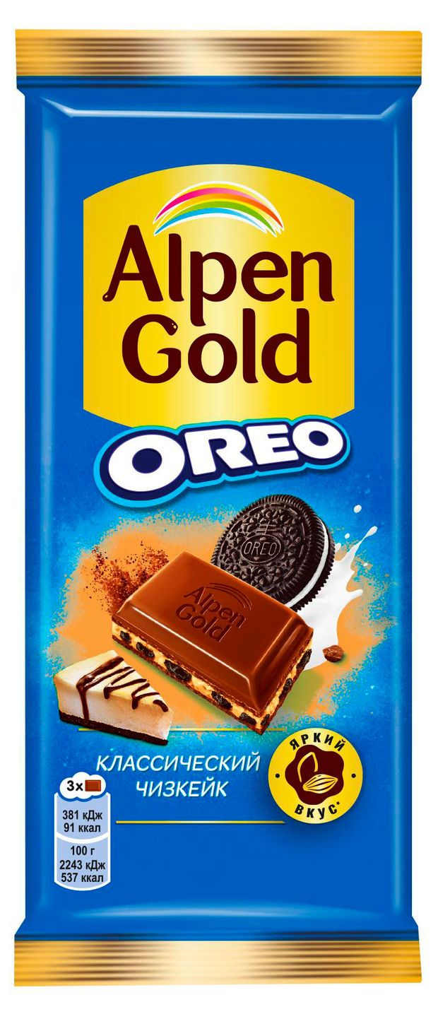 Alpen Gold Шоколад молочный Alpen Gold Oreo Классический Чизкейк, 85 г