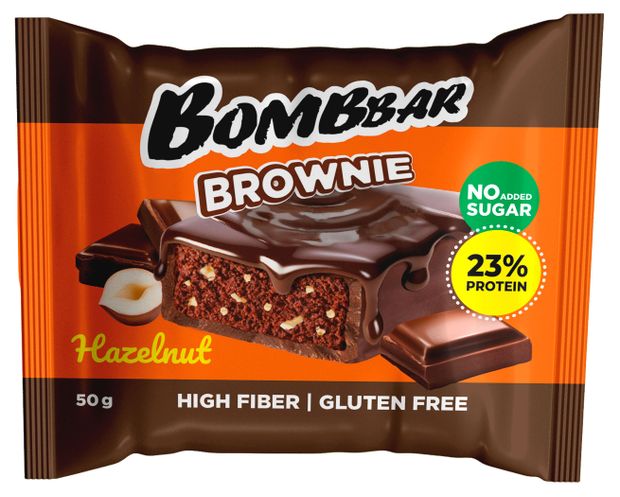 Bombbar Печенье протеиновое Bombbar Брауни с фундуком глазированное, 50 г