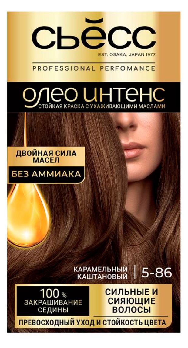 Сьёсс Краска для волос Сьёсс Oleo Intense Карамельный каштановый тон 5-86, 115 мл