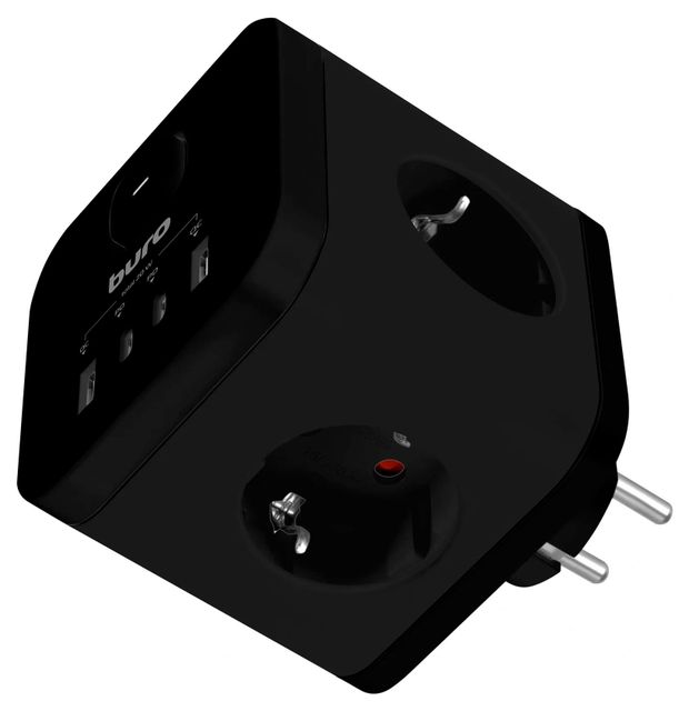 BURO Сетевой разветвитель BURO BU-PW3UC-Plus-B 3 розетки черный