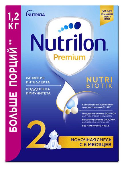 Nutrilon Смесь сухая молочная Nutrilon Premium 2 с 6 мес. БЗМЖ, 1,2 кг