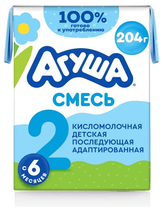 Агуша Смесь кисломолочная детская Агуша адаптированная последующая для детей с 6 мес 3,5% охлажденная, 204 г