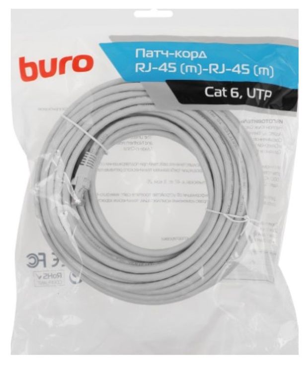 BURO Патч-корд BURO UTP cat 6 серый, 20 м
