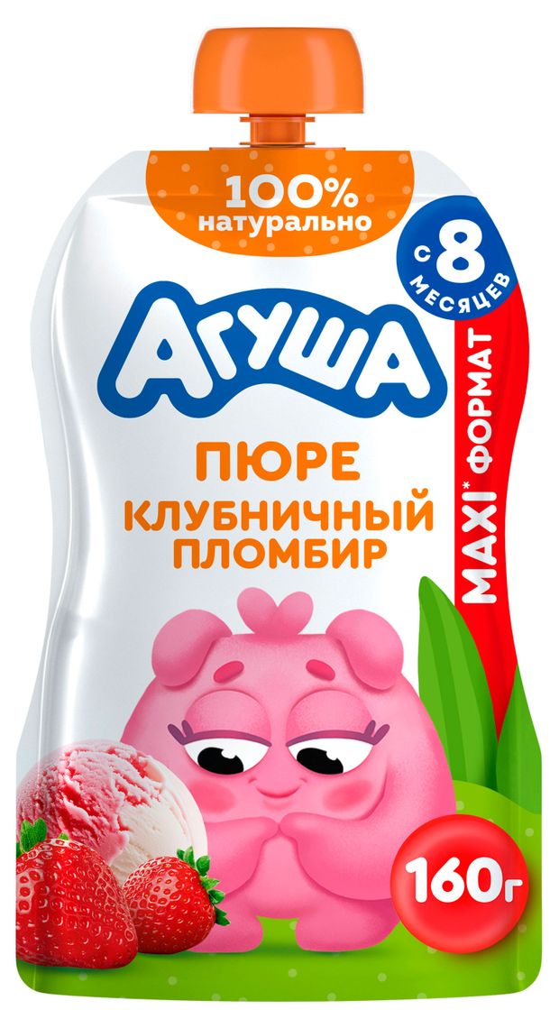 Агуша Пюре Агуша Клубничный пломбир с 8 мес., 160 г