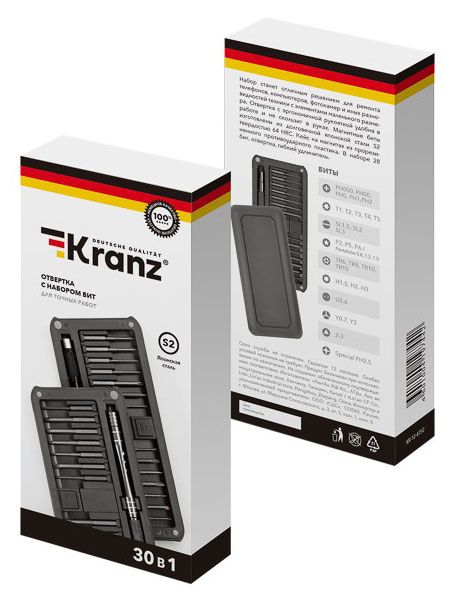 Набор отверток Kranz RA-02 для точных работ, 30 предметов