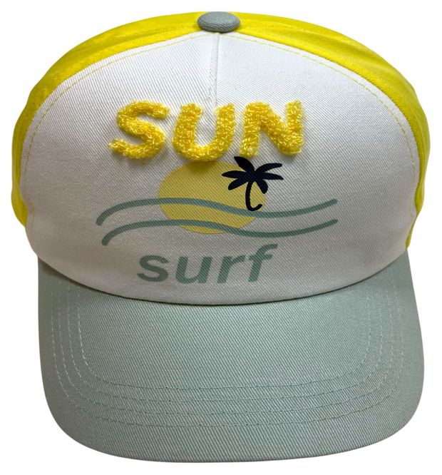 InExtenso Бейсболка для мальчика InExtenso Sun Surf бело-желтая, р. 52-54